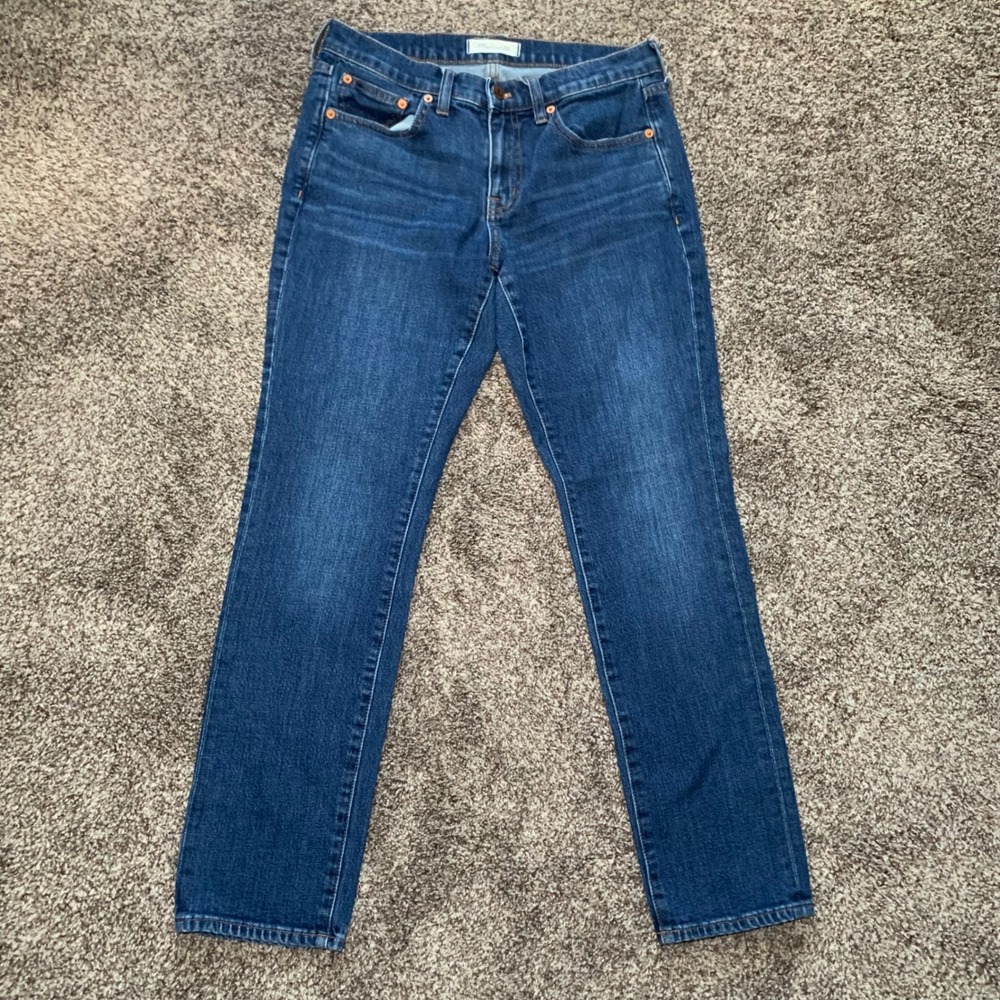 Madewell The Slim Boyjean Dark Indigo Wash Tapered Leg Denim Jeans Womens 26
